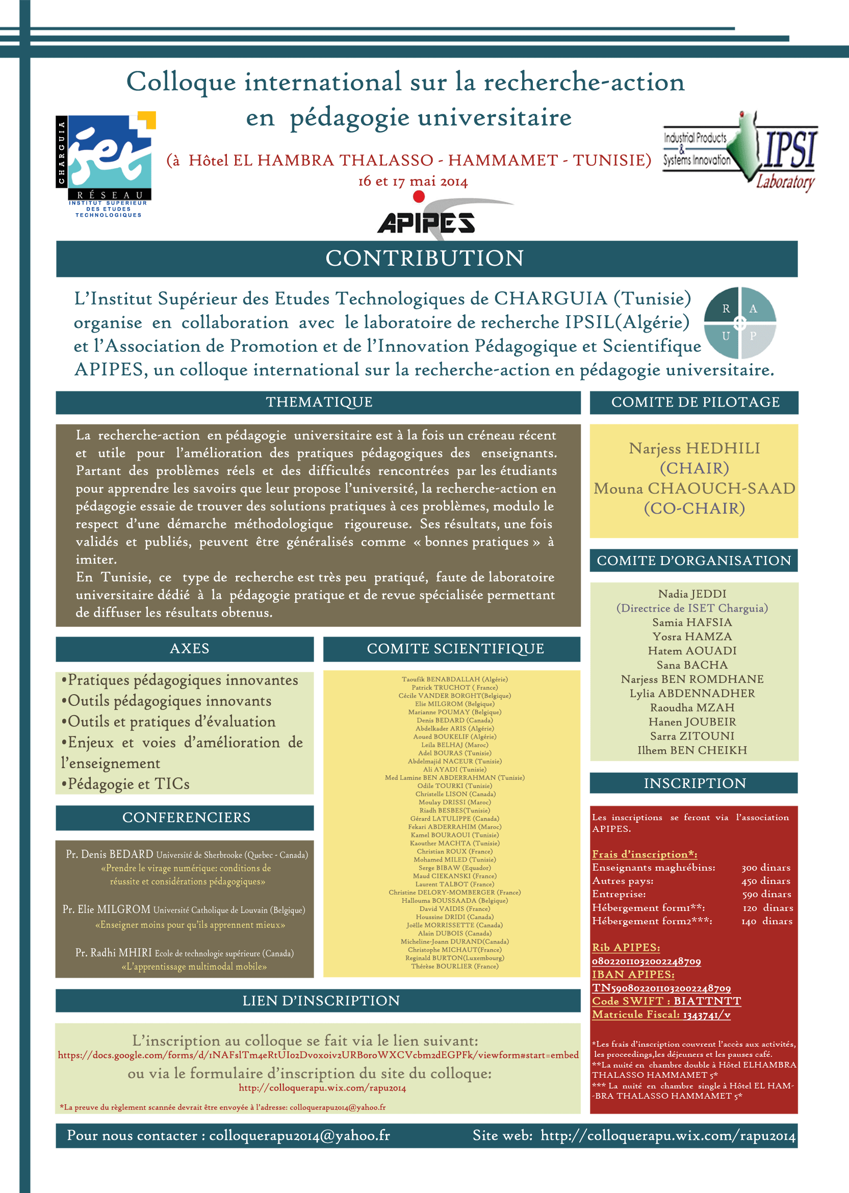 Affiche officielle du colloque RAPU 2014